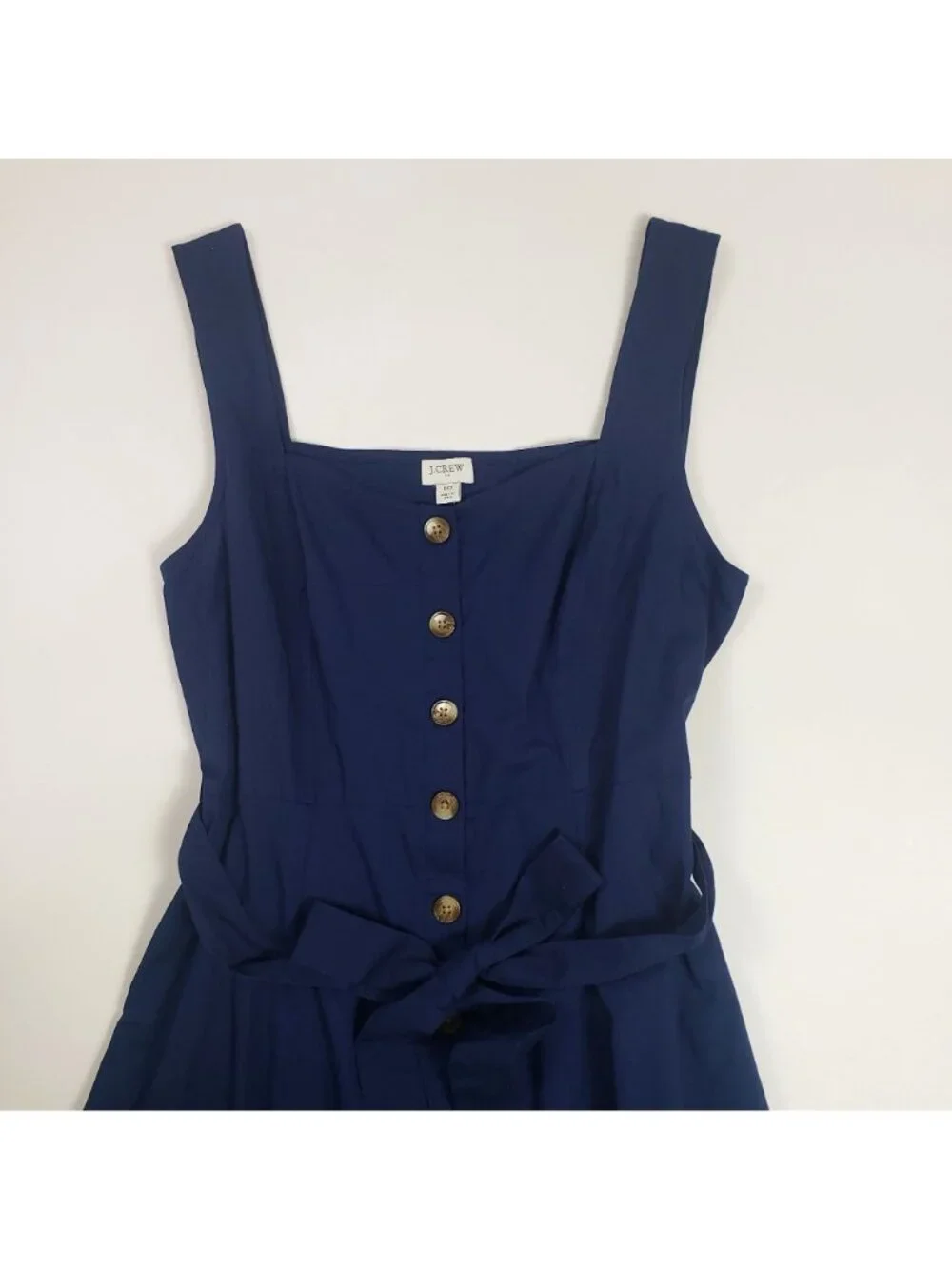J.Crew Factory Button-Front Belted Midi Dress Antique Navy Women’s Size 10 - Picture 12 of 16
